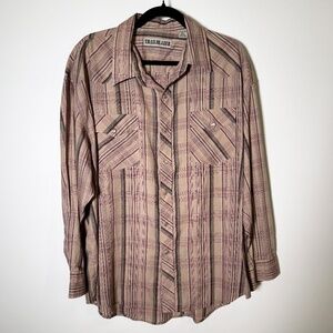 Trailblazer - Vintage Western Beige/Tan Plaid Snap Shirt - Mens XXL